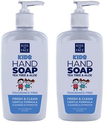 Kiss My Face Kids Hand Soap, Fragrance-Free, Cleanse And Hydrate Skin, Vegan & Cruelty-Free, Easy To Use Hand Soap Pump, Suitable For Sensitive Skin, 9 Fl Oz Bottle (Pack of 2)