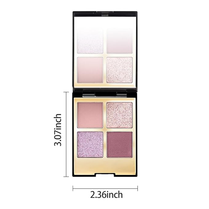 4 Colors Eyeshadow Makeup Palette,Nude Pink Purple Highly Pigmented Natural Neutral Nude Eye Shadow Palette with Mirror,Long Lasting Naturing-Looking,Waterproof,Blendable,Travel Size
