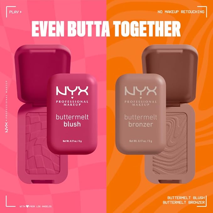 NYX PROFESSIONAL MAKEUP Buttermelt Powder Blush, Fade and Transfer-Resistant Blush, Up to 12HR Make Up Wear, Vegan Formula - Getting Butta