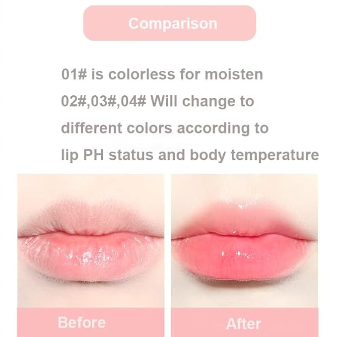 Rayberro 4 Pack Color Changing Lipstick Lip Balm Lipstick Set PH Temperature Color Change Lipstick Long Lasting Moisturizer Repair Balm Cute Pudding Shape Orange Pink Red Night Sleep Lip Care Balm