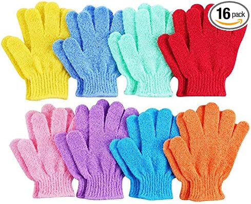 16 pcs exfoliating shower gloves,double