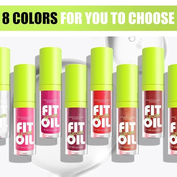 8 Colors Lip Oil Lip Glaze, Hydrating Lip Glow Oil Big Brush Head Shiny Moisturizing Lip Gloss, Long Lasting Non-sticky Fresh Transparent Tinted Plumping Lip Oil (# 08)