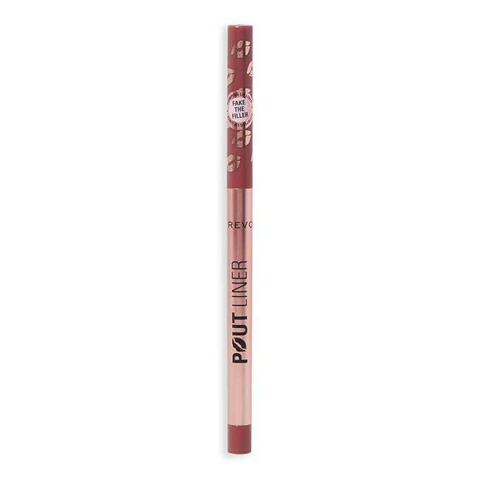 Revolution Beauty, Pout Bomb Plumping Lip Liner, Long Lasting Lip Shaper with Hyaluronic Acid & Vitamin E, Vegan & Cruelty-Free, Cool Deep Nude