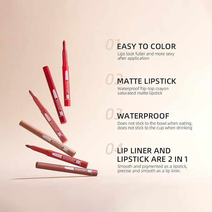 ibcccndc 6PCS Lip Liner and Lipstick