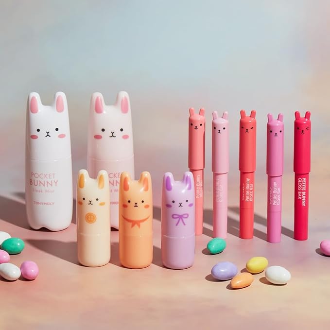 TONYMOLY Petit Bunny Lip Gloss for Women, Easter Basket Stuffer, Long Lasting Lip Crayon, Korean Lip Gloss, Vitamin E Enriched, Soften & Moisturize Lips, Juicy Strawberry