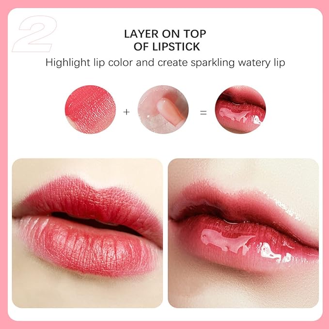 Lip Color Lip Oil, Hydrating, Plumping, Glossy Finish (#01 Pink, 2 Pack)
