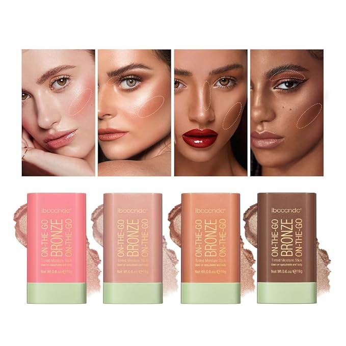 UNYOKE Soft Creamy Highlighter Blush Stick,Smooth Shimmer Bronzer Beach Glow) 6 Oz