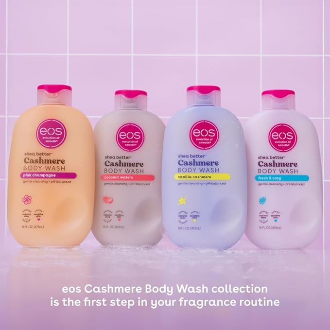 eos Shea Better Cashmere Body Wash, Vanilla Cashmere, Moisturizing and Nourishing, pH Balanced Creamy Gel Formula, Paraben & Phthalate Free, Sensitive Skin,16 fl oz