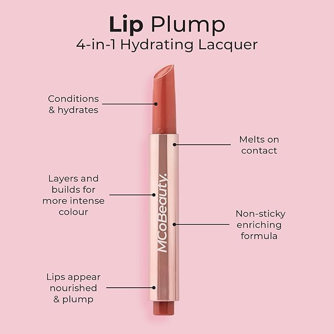 MCoBeauty Lip Plump 4-in-1 Hydrating Lacquer, Lucy Candy Lip