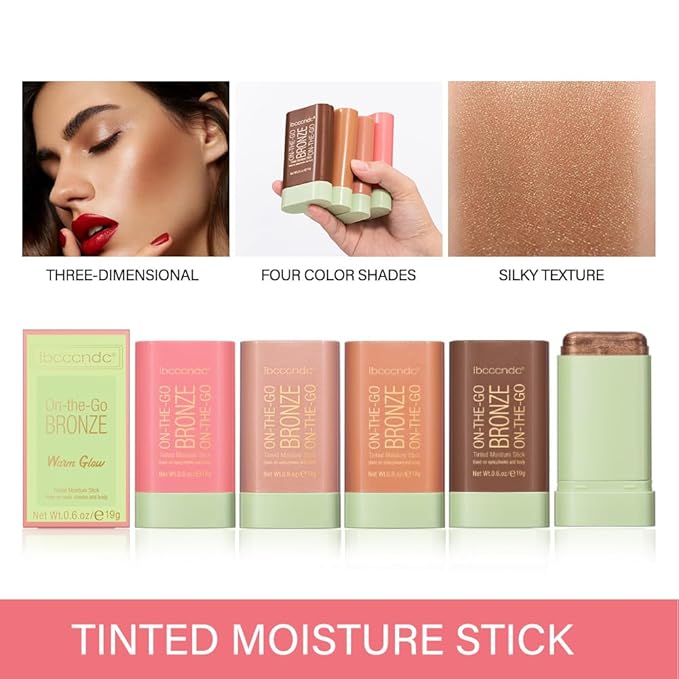 UNYOKE Soft Creamy Highlighter Blush Stick,Smooth Shimmer Bronzer Beach Glow) 6 Oz