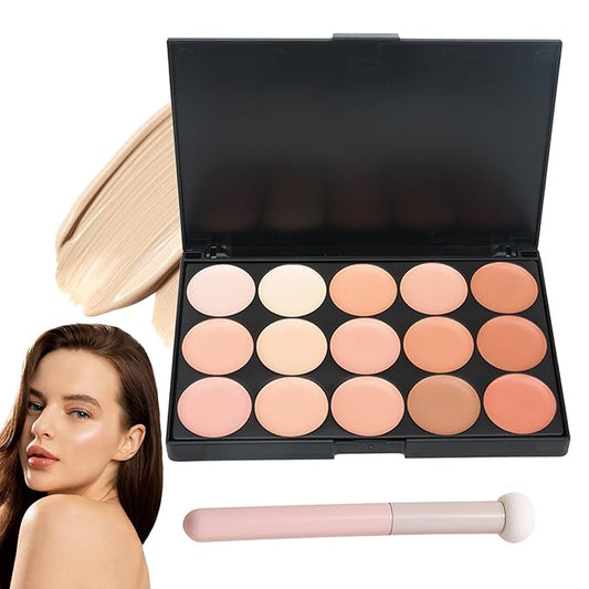 15 Colors Cream Contour Palette,Lightweight Concealer Full Coverage