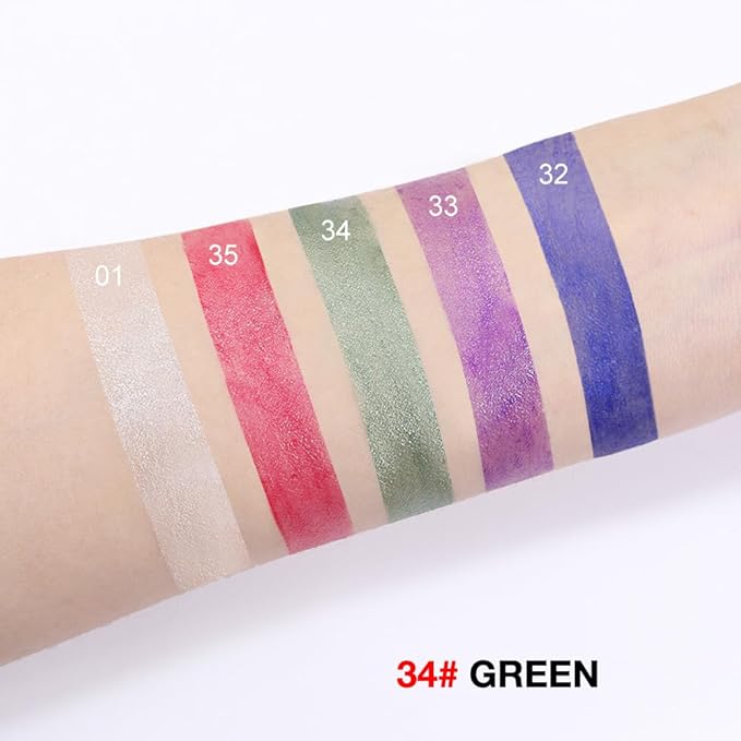 evpct Green Shimmer Cream Eye Shadow Brightener Sticks Set for Eyes, Green Shimmery Matte Pencil Eye shadow Applicator Stick Pen Palette Makeup Waterproof sombras en crema para ojos 34#