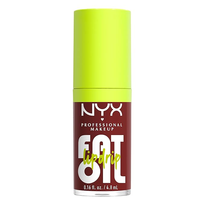 NYX PROFESSIONAL MAKEUP Fat Oil Lip Drip, Moisturizing Lip Oil Gloss, Vegan Tinted Formula, Up to 12 HR Hydration - Inside Scoop (Plum Brown)