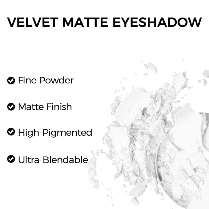 Erinde White Matte Eyeshadow Palette, Single White Pressed Powder Eye Shadow, Ultra-Blendable, Pigmented Color, Long Lasting, Halloween Blood Makeup Base, Cruelty-Free & Vegan