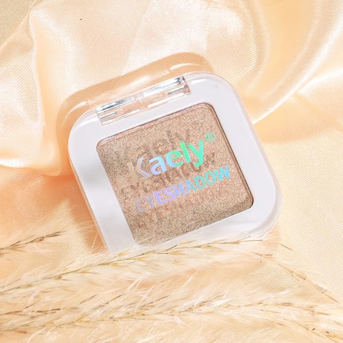 Kaely Pressed Single Eyeshadow Makeup, Light Nude Brown Shimmer Highly Pigmented Monochrome Eye Shadow Palette, Waterproof Neutral Powde Mini Eyeshadow, sombras para ojos, Lightweight Blendable, 20