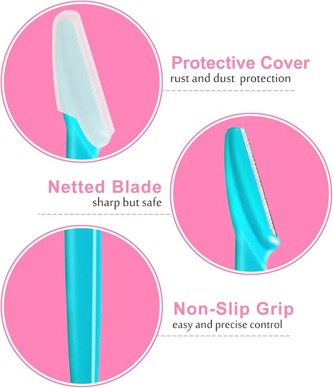 12 Pcs Eyebrow Razor, Multipurpose Exfoliating Dermaplaning Tool for Face, Facial and Eyebrow Shaper with Precision Cover for Women Men Use