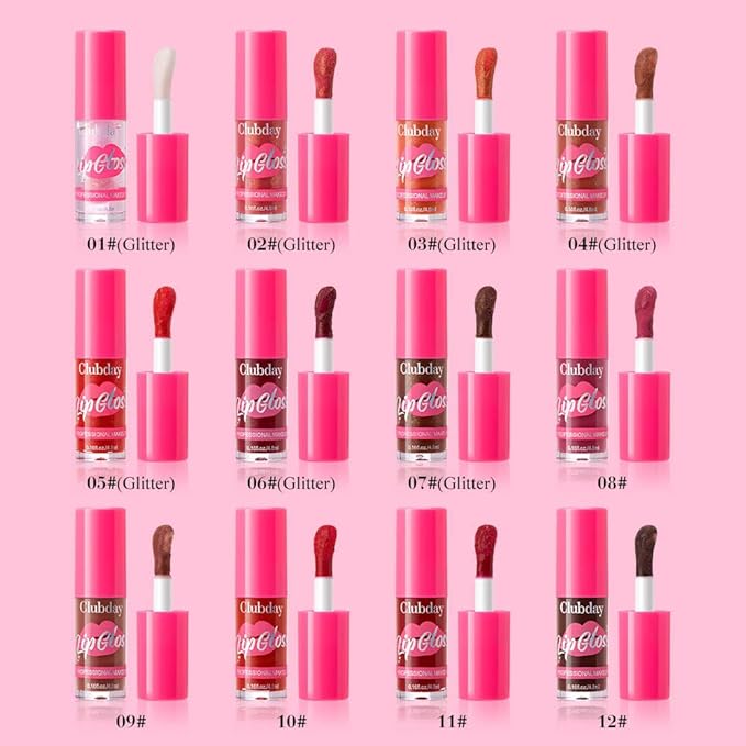 Lip Plumper Gloss Glitter Tinted Plumping Lip Gloss For Women Hydrating Long Lasting Shimmer Moisturizing Glossy Non Sticky Lip Gloss (01# Clear)