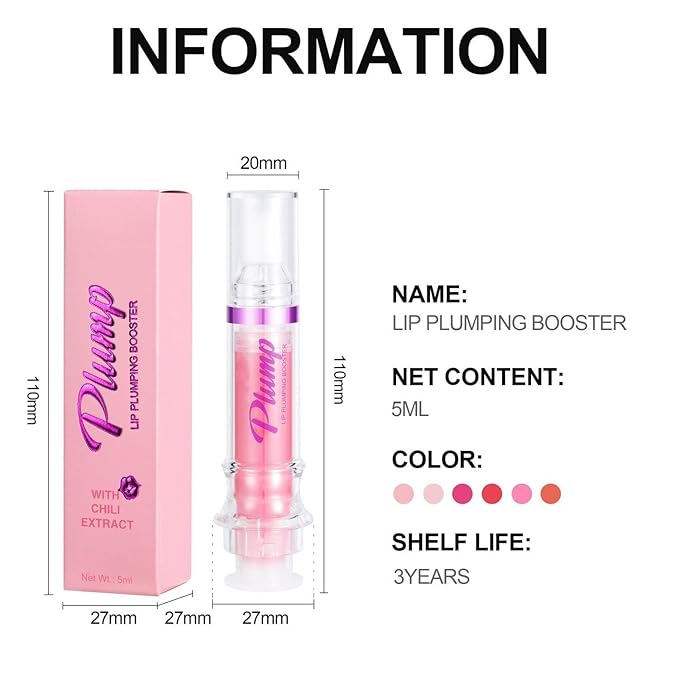 Lip Plumping Booster, Spicy Lip Lipstick, Lifter Gloss, Hydrating, Volumizes High-Shine Lip Plumping Lip Glass Mirror Lip Makeup Lip Glaze Plump & Pout Lip Plumper for Women Girls (03)