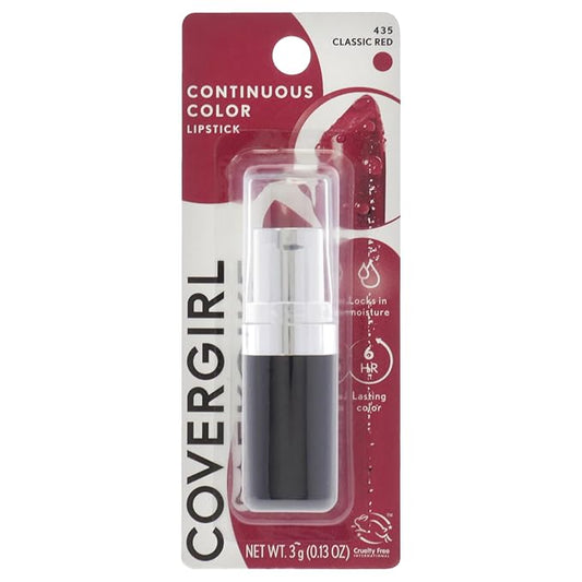 COVERGIRL Continuous Color Lipstick Classic Red 435, .13 oz (packaging may vary)