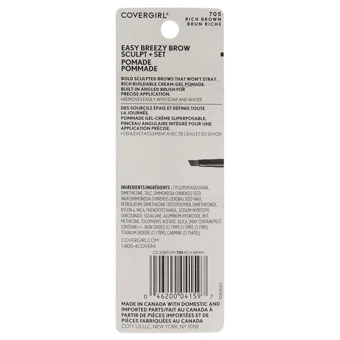 COVERGIRL Easy Breezy Brow Sculpt + Set Pomade, Rich Brown, 1 Count (packaging may vary)