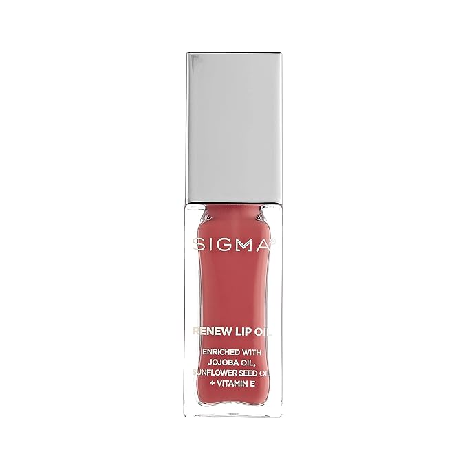 Sigma Beauty Renew Lip Oil – Tinted Lip Oil with Luxurious High-Shine Color and Long Lasting Hydration for Soft, Supple Lips, Non Sticky Lip Oil w/Nourishing Antioxidants (Tranquil, Fresh Pink Sheen)