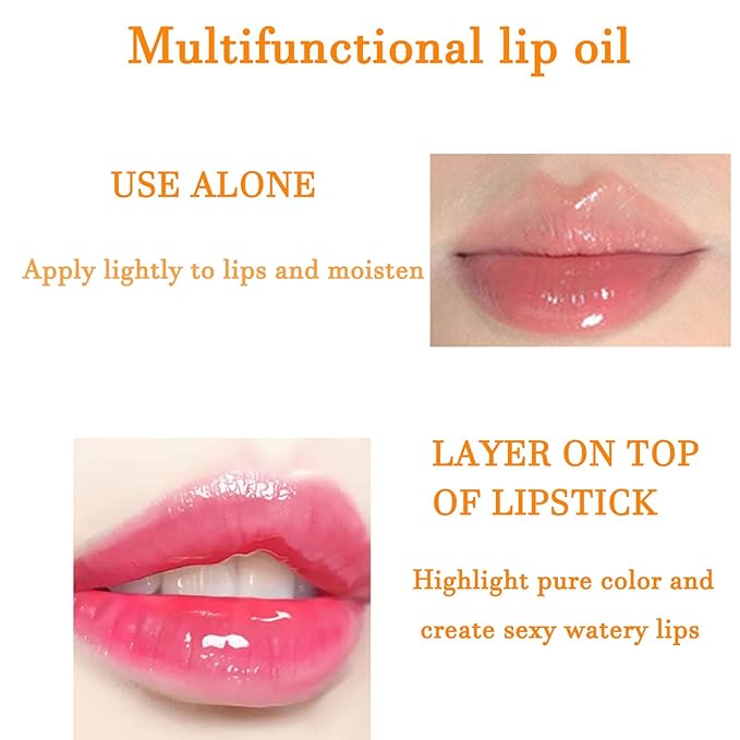 2 Colors Hydrating Lip Glow Oil, Moisturizing plumping Hydrating