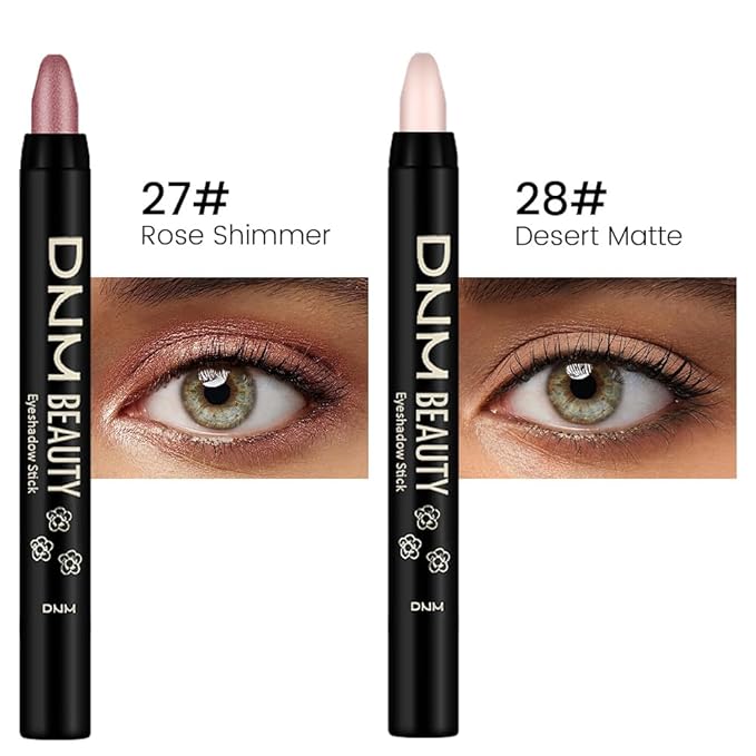 Kaely 2Pcs Cream Eyeshadow Sticks Set for Eyes Waterproof,Rose Shimmer & Desert Matte Eye shadow Stick Pencil Pen Bulk sombras en crema para ojos 27+28