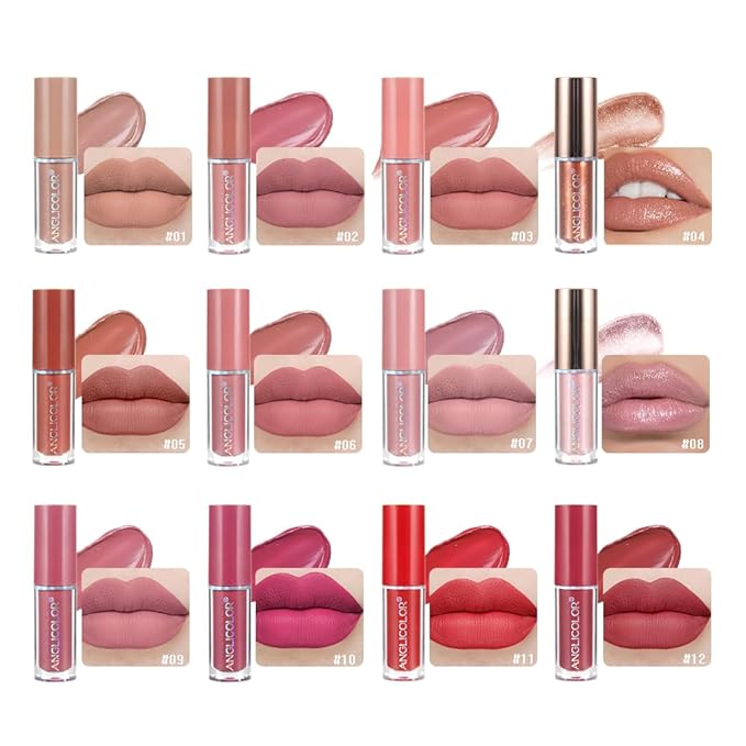 Matte Liquid Lipstick Set,Waterproof Long Lasting Non-Stick Lipstick for Women (12pcs)