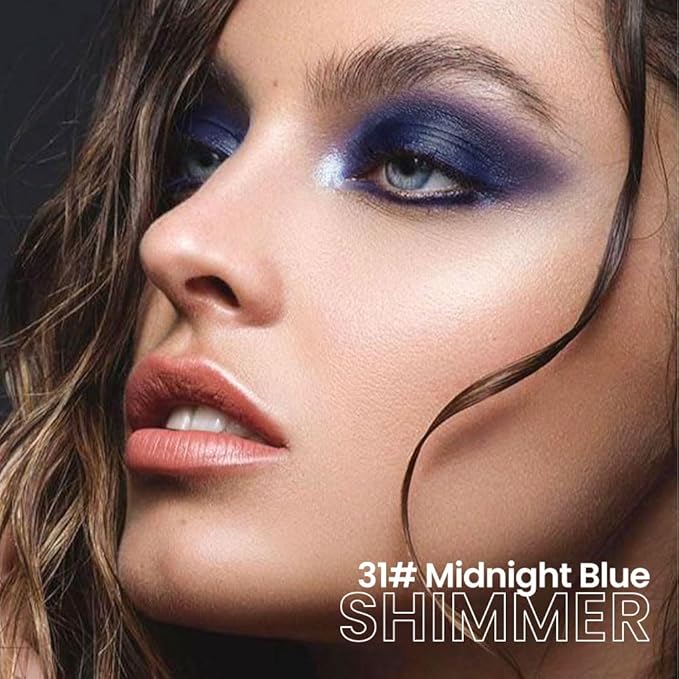 evpct Midnight Blue Shimmer Cream Eye Shadow Brightener Sticks Set for Eyes, Blue Shimmery Matte Pencil Eye shadow Applicator Stick Pen Palette Makeup Waterproof sombras en crema para ojos 31#