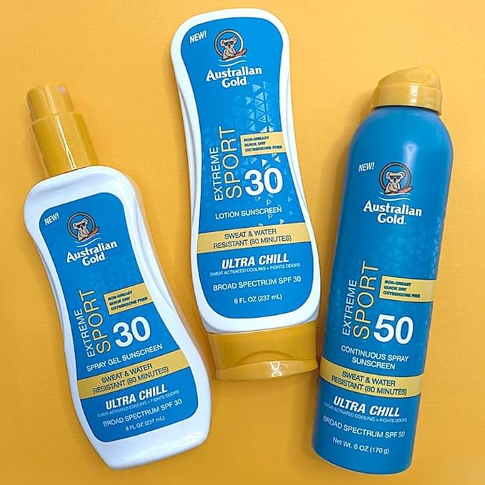 Australian Gold Extreme Sport Sunscreen Lotion SPF 30, 8 Ounce | Broad Spectrum | Sweat & Water Resistant | Non-Greasy | Oxybenzone Free | Cruelty Free