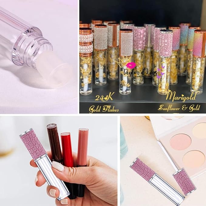 AMORIX 5ml Fish Scales Lip Gloss Tubes with Wand - 72 Pack Empty Containers + 4pcs Syringes for DIY Lip Gloss Balm