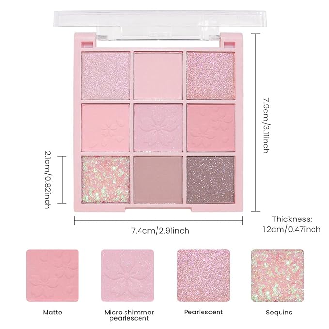 Light Pink Eyeshadow Palette,Neutral Nude Powder Eye Shadow for Older Women,Highly Pigmented Natural Long Lasting Naturing-Looking Pink Makeup Palette,Talc,Paraben Vegan & Cruelty Free