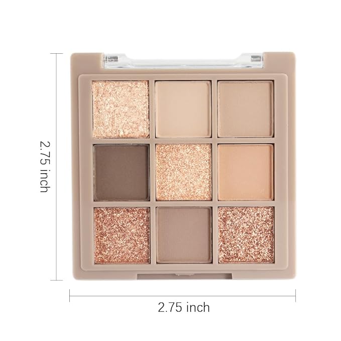 Eye Shadow Palette Makeup,9 Colors Gold Matte Shimmer Vegan Eyeshadow,Highly Pigmented Long Lasting Waterproof Naturing-Looking make up pallets for women,eyeshadow palette for brown blue eyes