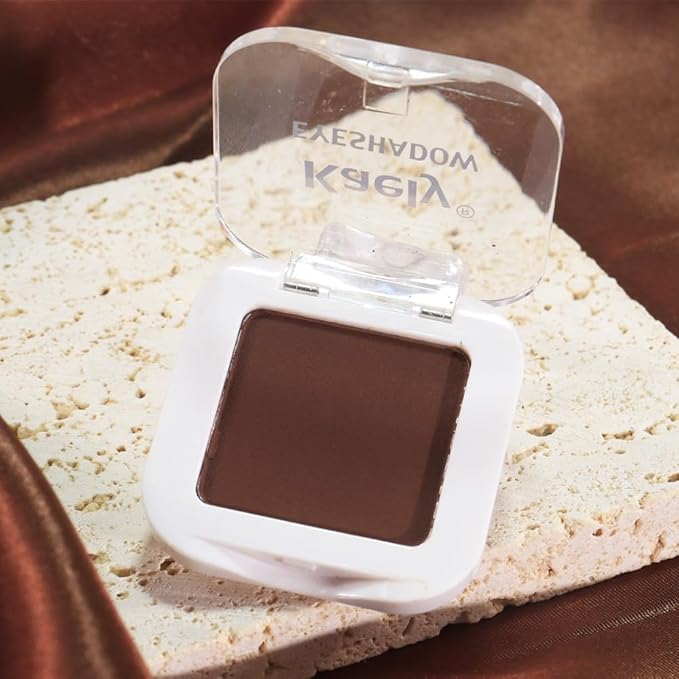 evpct Dark Brown Matte Eyeshadow Singles, Coffee Mocha Cocoa Chocolate Brown Cream Single Matte Eye Shadow Palette Makeup for Older Women, High Pigment Waterproof Monochrome Mini Eyeshadow Palette