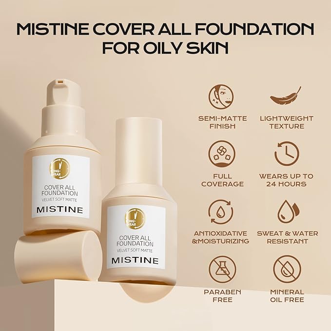 MISTINE Liquid Foundation Makeup Full Coverage Fou
