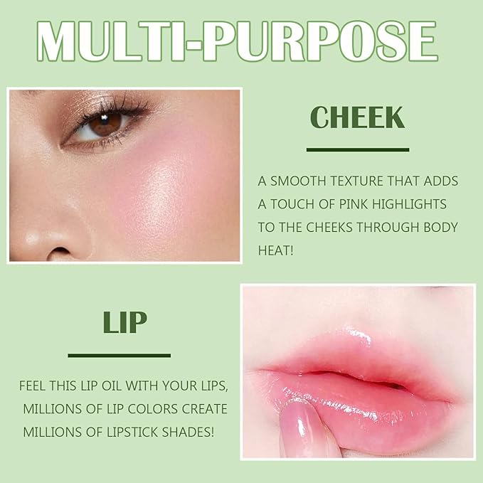 Hydrating Lip Glow Oil,6 Colors Plumping Lip Oil,Color Changing Moisturizing Tinted Lip Balm Lip Tint,Long Lasting&Non-Sticky Refreshing Natural Lip Oil Gloss(Pink Color)