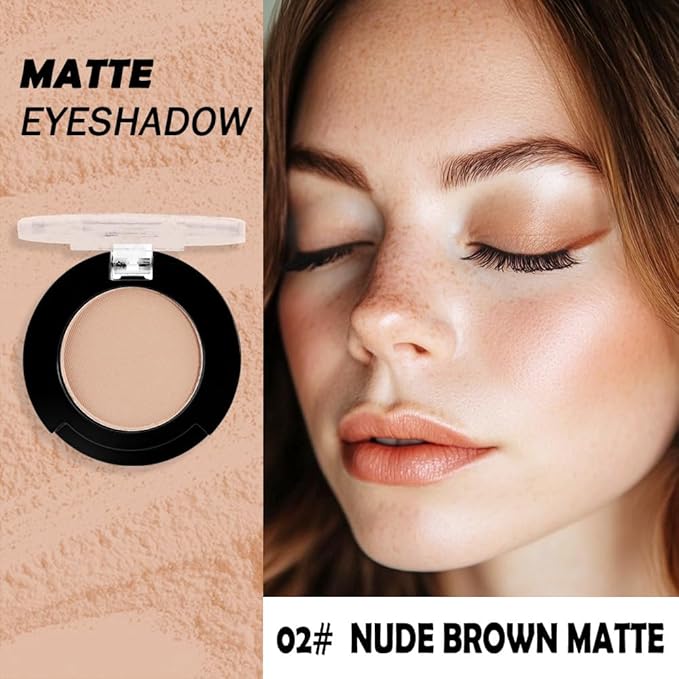 Monochrome Matte Eyeshadow Makeup Palette, Highly Pigmented Dark Brown Eyeshadow Palette, Matte Pressed Powder Eye shadow Makeup, Single Vegan Eye Shadow, Daily Evening Women Girls Eyeshadow Gift 2#