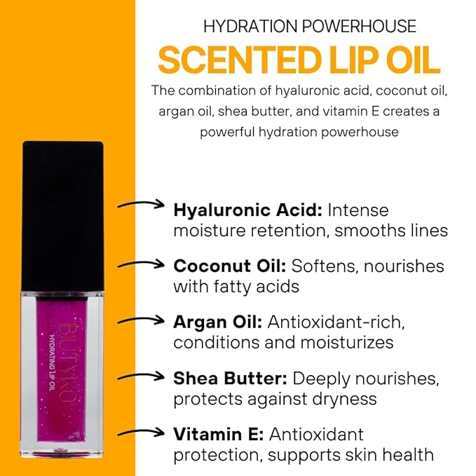 Hydrating Lip Oil Glow - Dry, Chapped Lips - Non-Sticky Fruit Flavor | Jupiter