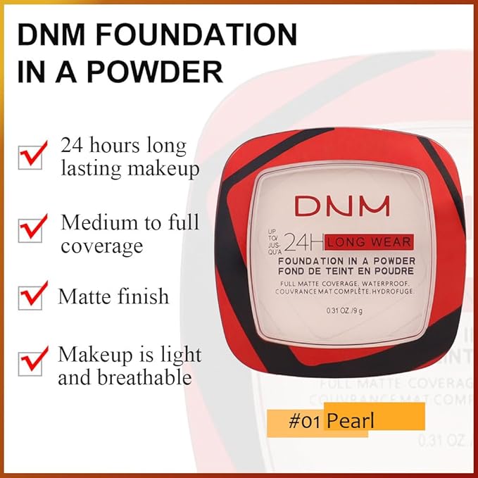 Kaely Oil Free Powder Foundation Waterproof,Face Pressed Powder Natural Finish,01