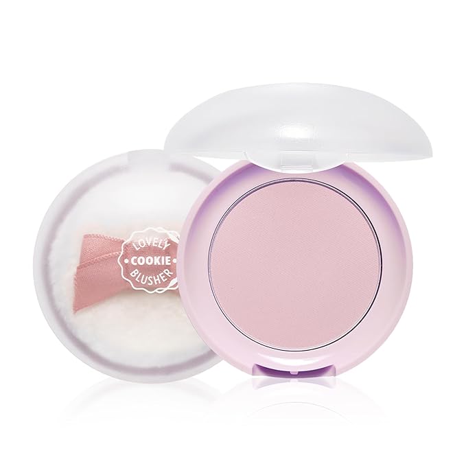 ETUDE Lovely Cookie Blusher - Lavender Lemon Macaron 4g | Glowing & Natural Powder Blush with Long-Lasting Sebum Control | Easy Application | Korean Makeup, Kbeauty, Perfect for Gift