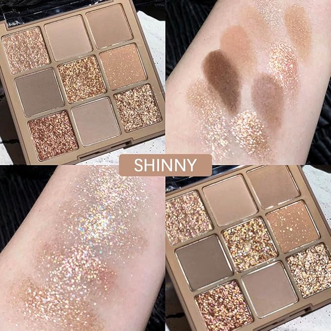 Eye Shadow Palette Makeup,9 Colors Gold Matte Shimmer Vegan Eyeshadow,Highly Pigmented Long Lasting Waterproof Naturing-Looking make up pallets for women,eyeshadow palette for brown blue eyes