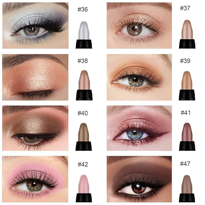 Kaely 8Pcs Cream Eye Shadow Brightener Sticks Set for Eyes,Shimmer Matte Pencil Eyeshadow Applicator Stick Palette,Halloween Makeup Waterproof,Birthday Party gifts for Women kids Girls 05