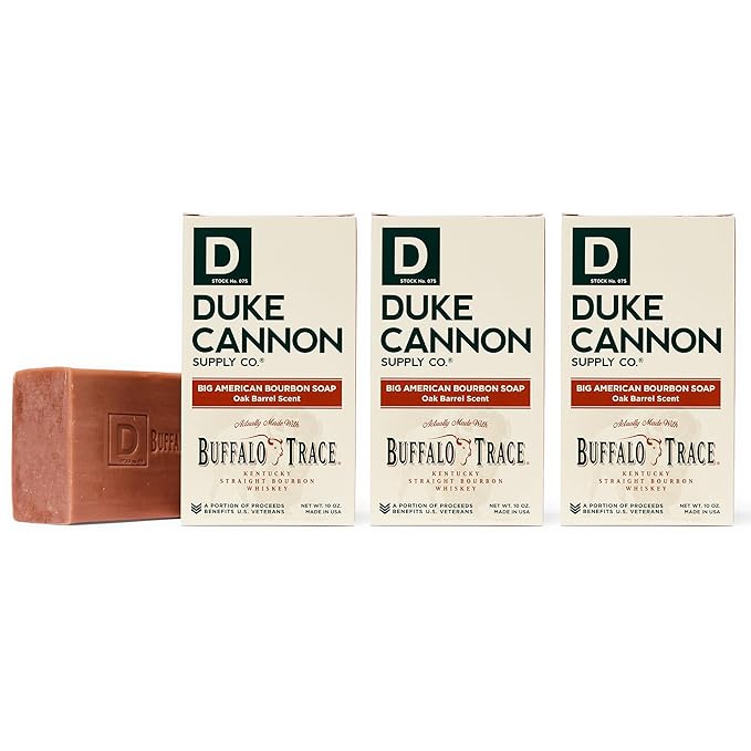 Duke Cannon Supply Co. Big Brick of Soap Bar for Men Big American Bourbon (Charred Oak Barrel Scent) - Extra Large, All Skin Types, 10 oz. (3 Pack)