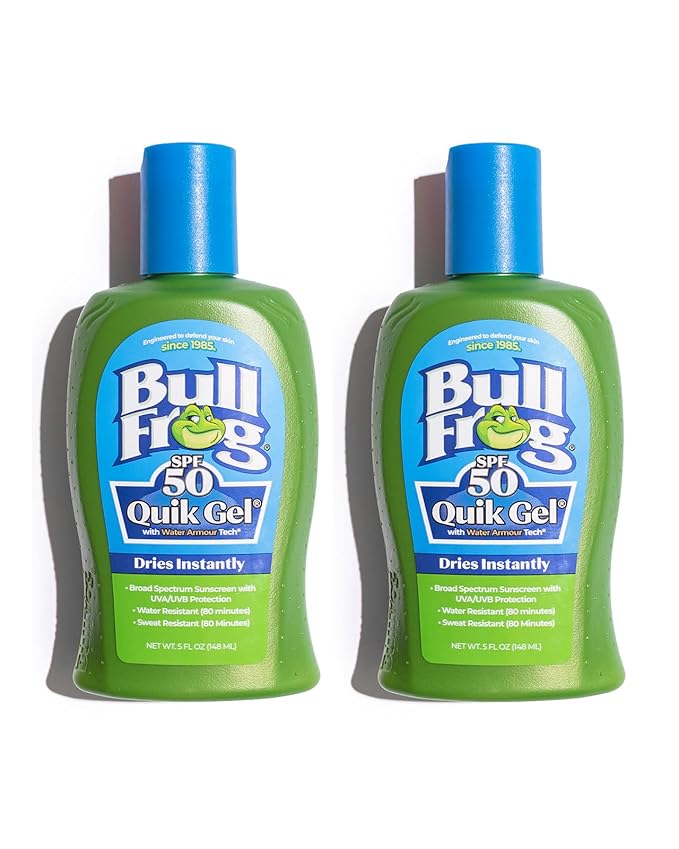 Bullfrog Quik Gel Sunscreen SPF 50 | Oxybenzone & Octinoxate Free | Broad Spectrum Moisturizing UVA/UVB, 5oz, 2 pack
