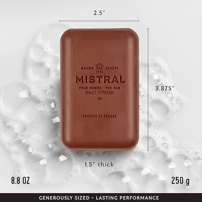 Mistral Bar Soap, Mahogany Rhum, 8.8 Ounces