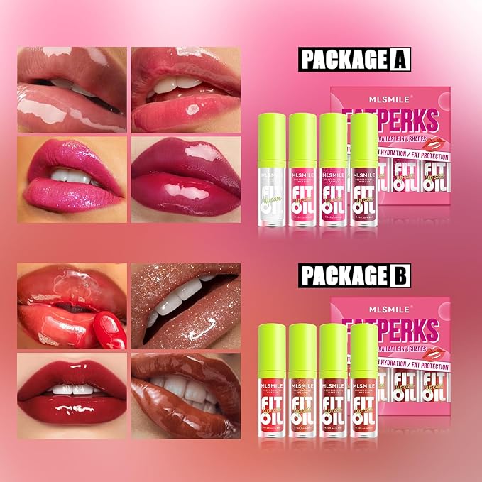 4 Colors Lip Oil Lip Glaze, Hydrating Lip