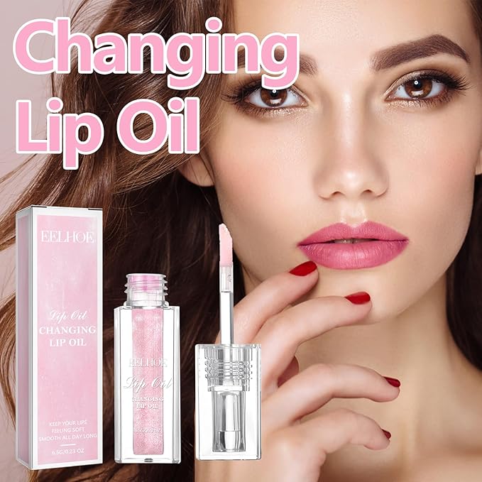 Midnight Boss Up Magic Color Changing Lip Oil Stain Cosmetic PH Actived Moisturizing Hydrating Glow Gloss Tinted Transparent Care Long Lasting Non-Sticky Fresh Texture Nourishing Pink Orange Red