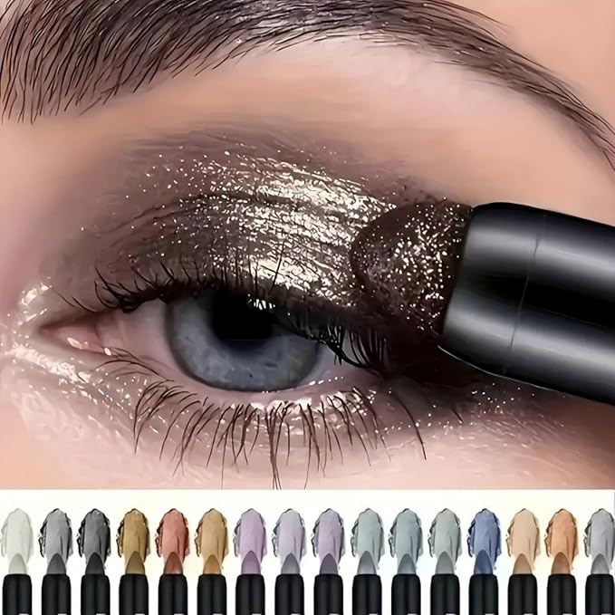 Colorful Shimmer Eye Shadow Stick Glittering Eye Shadow Sticks Set with Retractable and Waterproof Eyeshadow Pencil for Long-Lasting Makeup Eyeshadow (16 Pcs)