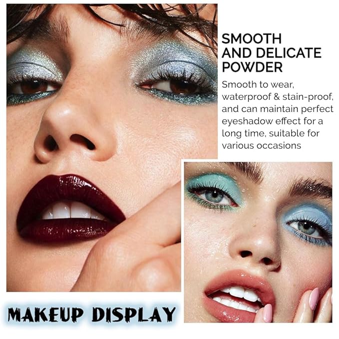 Sapphire Blue Smoky Eye Shadow Palette,Navy Royal Blue Green Goth High Pigment Natural Eyeshadow Palette,Waterproof,Blendable Long Lasting Naturing-Looking,Vegan & Cruelty-Free