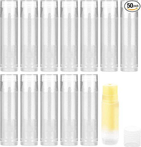Lip Gloss Clear 50Pcs Empty Lipstick Tubes Transparent Plastic Empty Lip Balm Containers Lip Gloss Holders Empty Lip Gloss Container Bulk